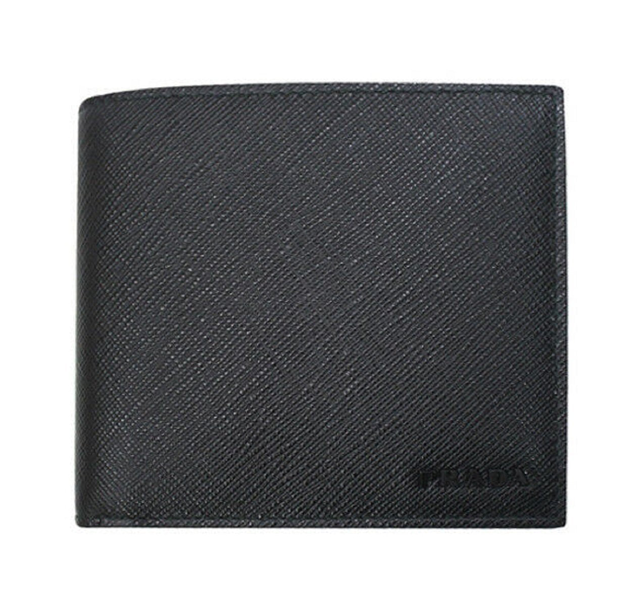 Prada Men's Black Saffiano Leather Logo Billfold Bifold Wallet 2MO513