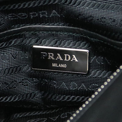 Prada Black Soft Calf Leather Pattina Shoulder Bag Satchel Silver Hardware BT953L