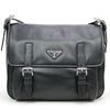 Prada Black Soft Calf Leather Pattina Shoulder Bag Satchel Silver Hardware BT953L