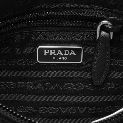 Prada Black Tessuto Nylon Pouch Case Clutch w Silver Prada Logo 1NH545