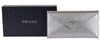 Prada Busta Con Pattina Cromo Silver Vitello Move Leather Envelope Wallet 1MF175