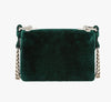 Prada Cahier Lock Velvet Crossbody Bag Emeraldo Green Embossed Metal Chain 1BH018