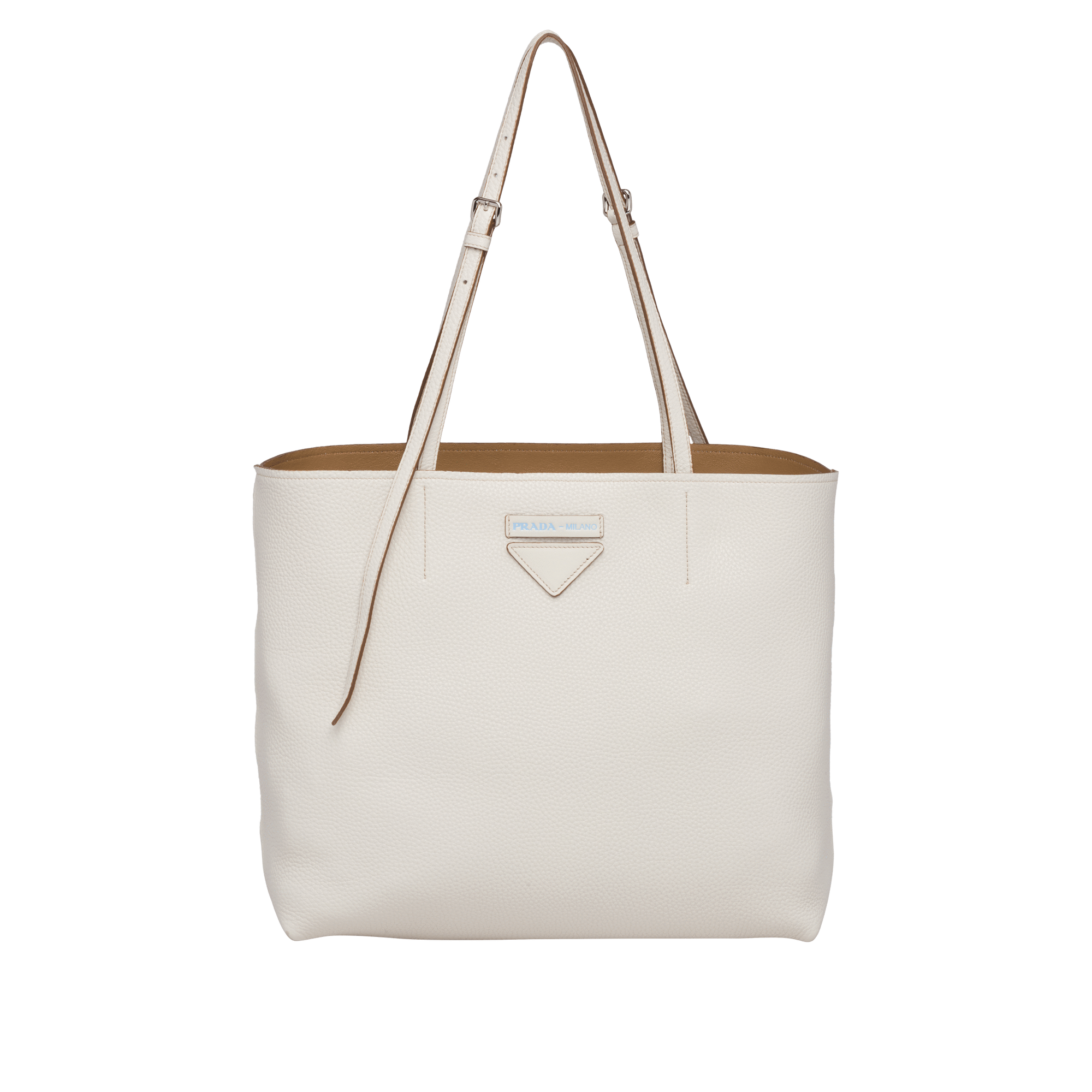 Prada Calfskin Leather Tote Vitello Daino Talco White Shopping Tote Bag 1BG205