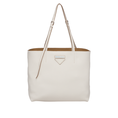 Prada Calfskin Leather Tote Vitello Daino Talco White Shopping Tote Bag 1BG205