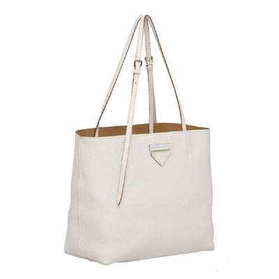 Prada Calfskin Leather Tote Vitello Daino Talco White Shopping Tote Bag 1BG205