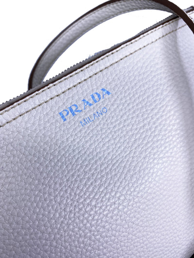 Prada Calfskin Leather Tote Vitello Daino Talco White Shopping Tote Bag 1BG205