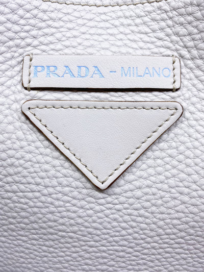 Prada Calfskin Leather Tote Vitello Daino Talco White Shopping Tote Bag 1BG205