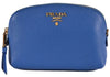 Prada Contenitore Azzurro Blue Vitello Daino Vanity Cosmetic Case 1ND005