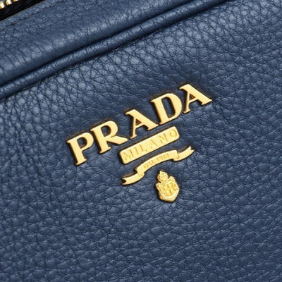 Prada Contenitore Baltico Blue Vitello Daino Leather Vanity Case 1ND007