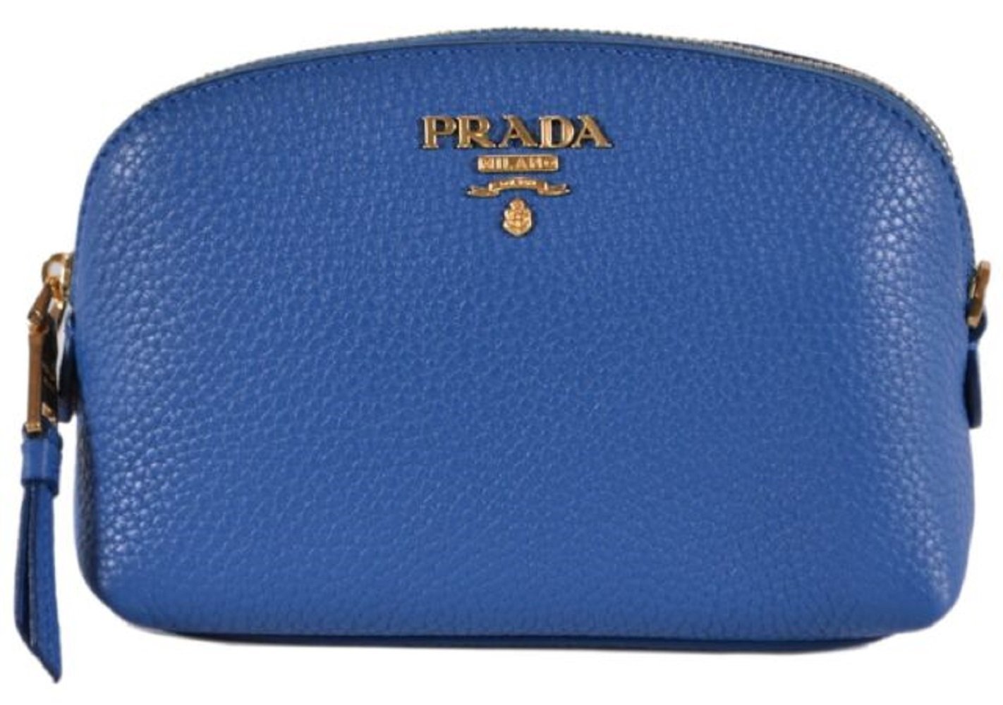 Prada Contenitore Cobalto Blue Vitello Daino Vanity Cosmetic Case 1ND005