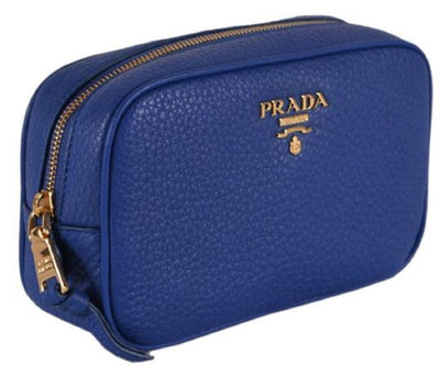 Prada Contenitore Royal Blue Vitello Daino Leather Vanity Case 1ND007