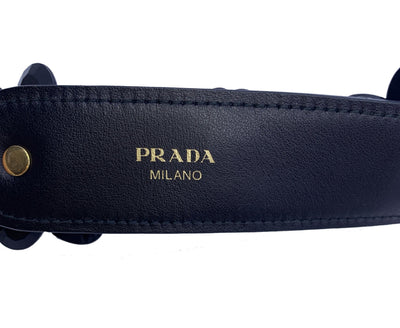 Prada Flower Nero Black Leather Adjustable Shoulder Handbag Strap 1TY002