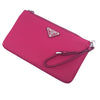 Prada Ibisco Pink Tessuto Nylon Logo Cosmetic Case Clutch Wristlet Bag 1NH545