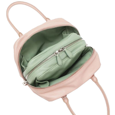 Prada Inside Out Bag Women's Light Pink and Green Bauletto Tote Handbag 1BB010