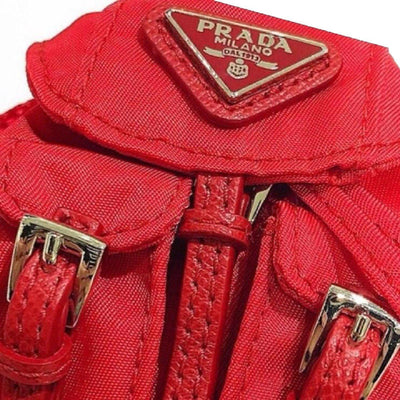 Prada Key Chain Red Nylon Iconic Prada Backpack Coin Purse Bag Charm 1TT010