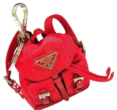 Prada Key Chain Red Nylon Iconic Prada Backpack Coin Purse Bag Charm 1TT010