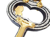 Prada Leather Key Chain Trick in Pelle Tu Saffinano Key White Black Gold 1TL069