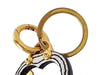 Prada Leather Key Chain Trick in Pelle Tu Saffinano Key White Black Gold 1TL069