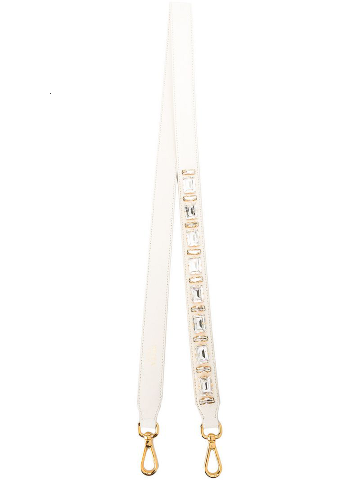 Prada Leather Saffiano Leather Crystal Women's White Strap 1TY006