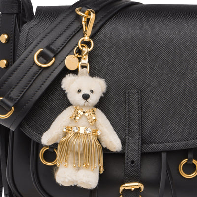 Prada Leia White Jeweled Hula Skirt Teddy Bear Key-chain Bag Charm 1TO034