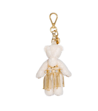 Prada Leia White Jeweled Hula Skirt Teddy Bear Key-chain Bag Charm 1TO034