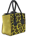 Prada Leopard Pattern Neon Yellow Suede and Pony Hair Cross body Bag 1BA025