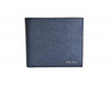 Prada Men's Black Baltico Blue Vitello Micro Grain Leather Bifold Wallet 2MO513