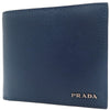 Prada Men's Black Baltico Blue Vitello Micro Grain Leather Bifold Wallet 2MO513