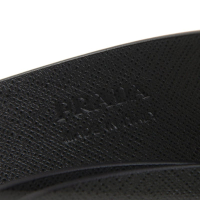 Prada Men's Logo Engraved Plaque Saffiano Leather Belt Grey Antracite 38/95 2CM009