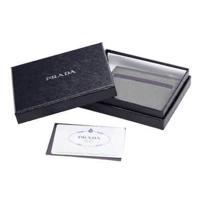 Prada Mercuio Grey Saffiano Men's Leather Wallet Card Holder 2MC223