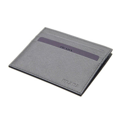 Prada Mercuio Grey Saffiano Men's Leather Wallet Card Holder 2MC223