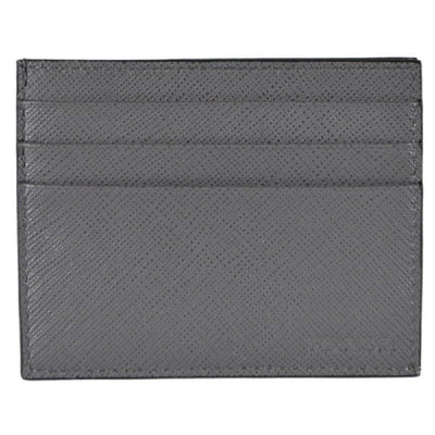 Prada Mercurio Black and Grey Saffiano Men's Leather Wallet Card Holder 2MC223