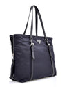 Prada Navy Blue Tessuto Nylon Soft Calf Leather Trim Shopping Tote Handbag 1BG228