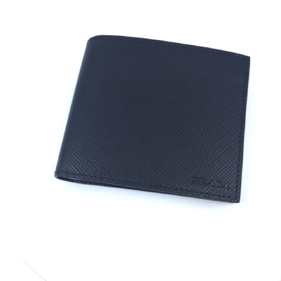 Prada Nero Black Saffiano Cuir Leather Billfold Bi-fold Credit Card Wallet 2MO513