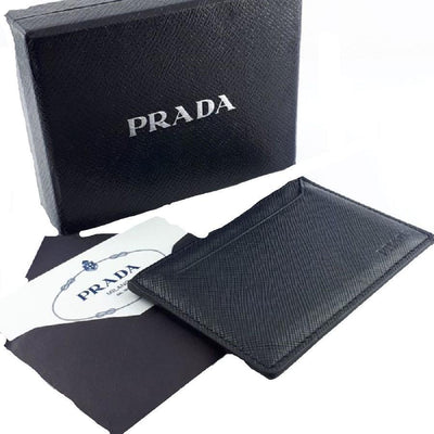 Prada Nero Black Saffiano Men's Leather Wallet Credit Card Holder Case Bill 2MC208