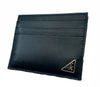 Prada Nero Black Vitello Leather Card Holder with Iconic Triangle Logo 2MC223