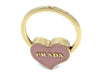 Prada Orchidea Pink Saffiano Leather Heart Gold Tone Metal Key Chain Bag Charm 1PP063