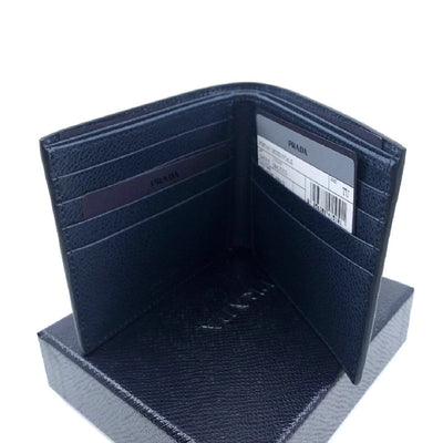 Prada Orizzontale Black Vitello Micro Grain Leather Iconic Triangle Logo Wallet 2MO513