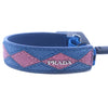 Prada Pink Blue Diamonds Leather Bracelet Elastic Argyle 1IB136