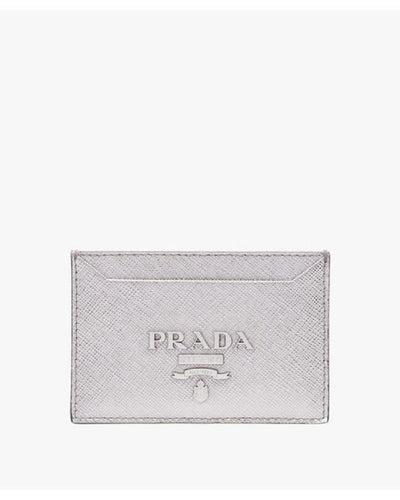 Prada Portacarte Di Credito Card Holder Cromo Silver Leather 1MC208