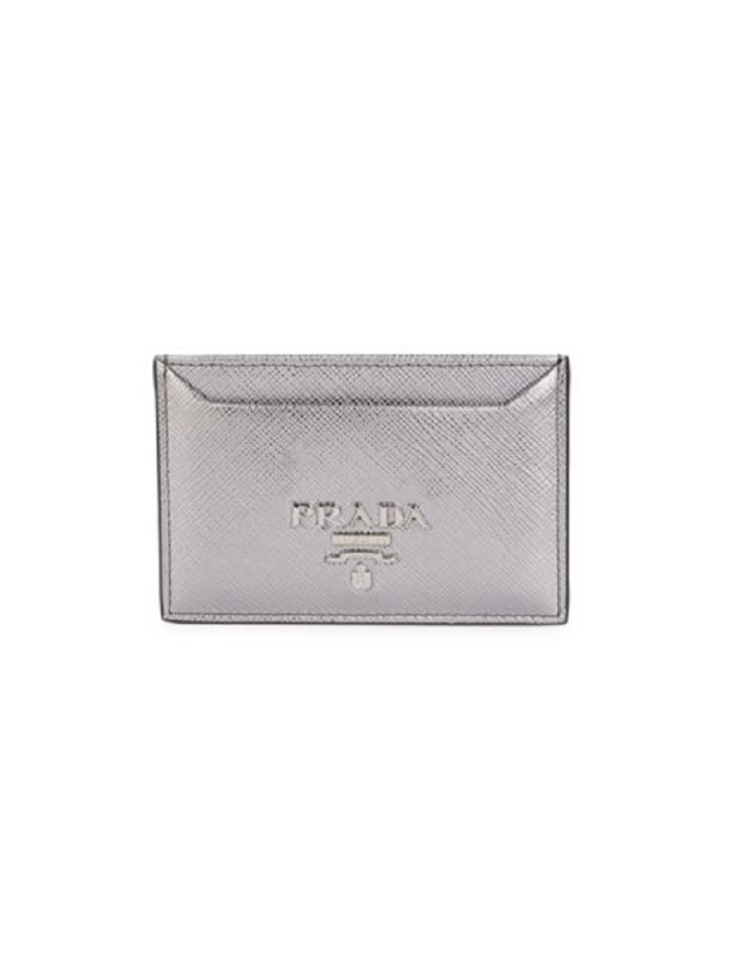 Prada Portacarte Di Credito Card Holder Cromo Silver Leather 1MC208