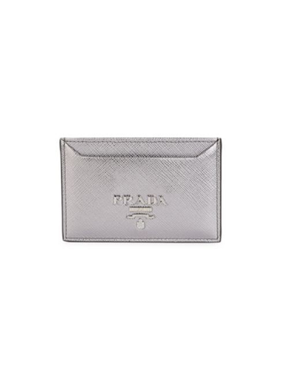 Prada Portacarte Di Credito Card Holder Cromo Silver Leather 1MC208