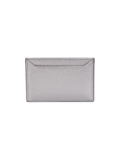 Prada Portacarte Di Credito Card Holder Cromo Silver Leather 1MC208