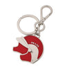 Prada Portachiavi Enameled Red Rosso Silver Helmet Logo Keychain 2AP546