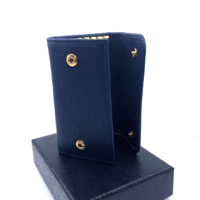 Prada Portachiavi Ganci Bluette Blue Vitello Move 6 Hook Key Holder Wallet 1PG222