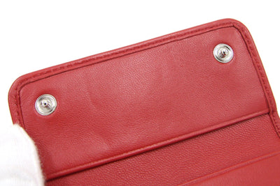 Prada Portachiavi Ganci Fuoco Red Nappa Gaufre'1 Leather Key Wallet 1PG222