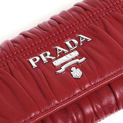 Prada Portachiavi Ganci Fuoco Red Nappa Gaufre'1 Leather Key Wallet 1PG222