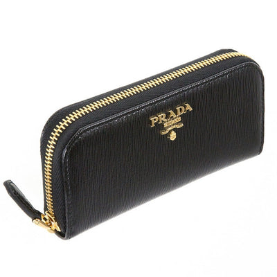 Prada Portachiavi Ganci Nero Black Vitello Move Leather Keyholder Wallet 1PG604