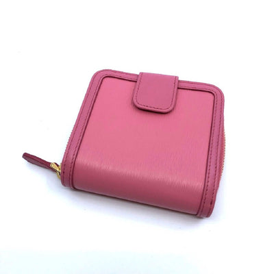 Prada Portafoglio Lampo Fuxia Light Pink Vitello Move Zip Flap Bow Wallet 1ML522