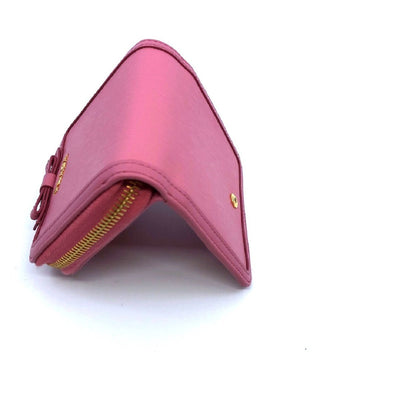 Prada Portafoglio Lampo Fuxia Light Pink Vitello Move Zip Flap Bow Wallet 1ML522